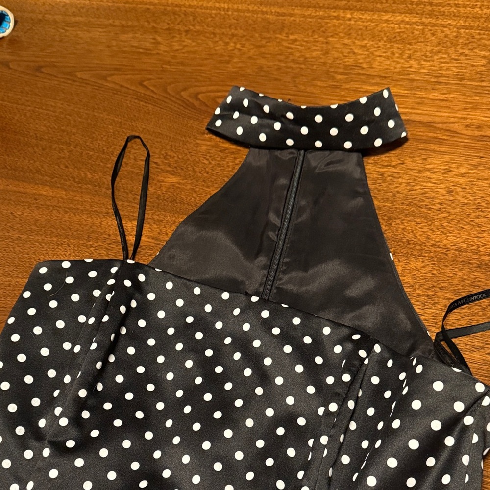 Jessica McClintock for Gunne Sax, Strapless Collared PolkaDot Holiday Party xmas - Picture 8 of 16